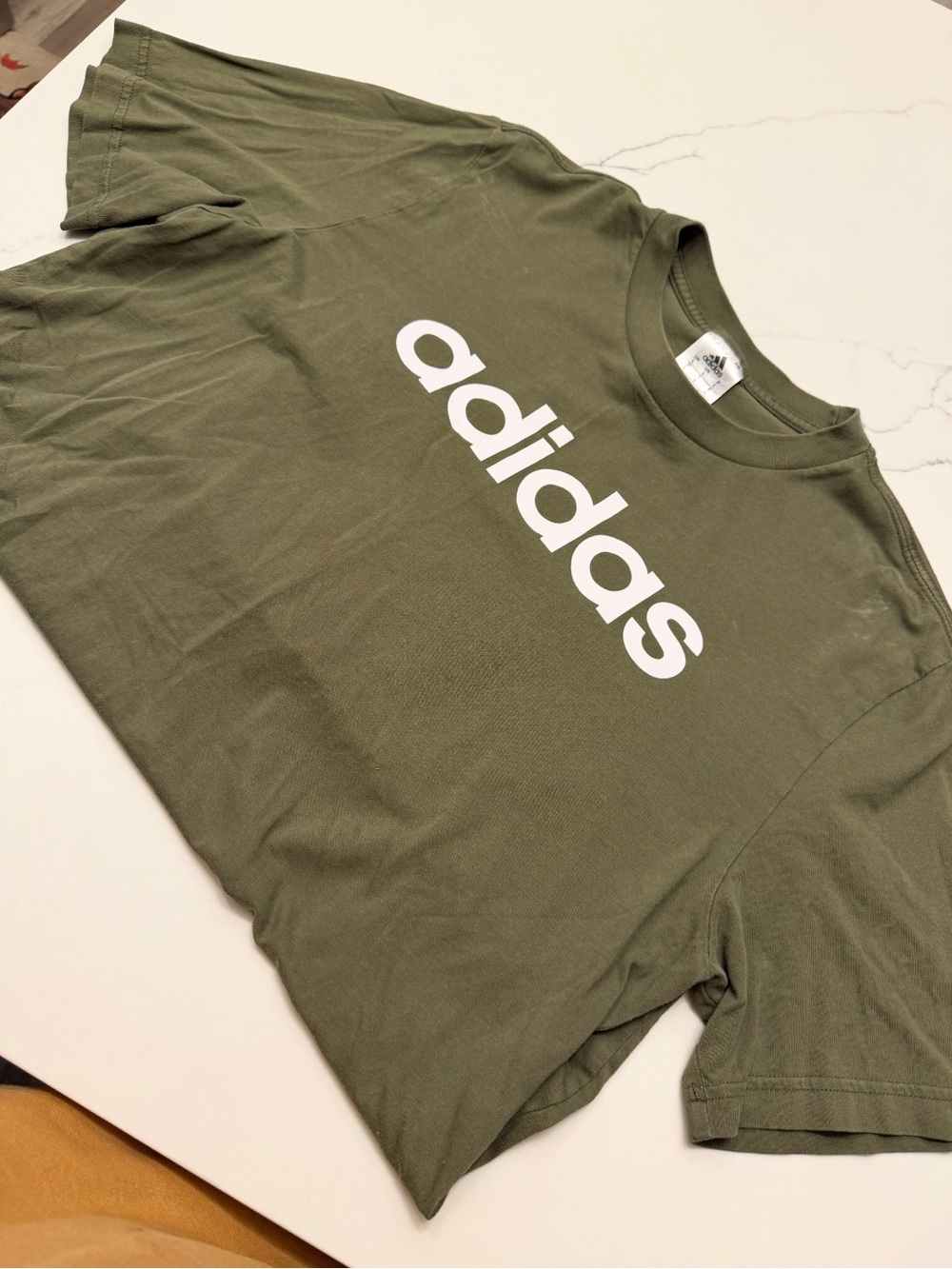 adidas Olive Green Short Sleeve Logo Tee
